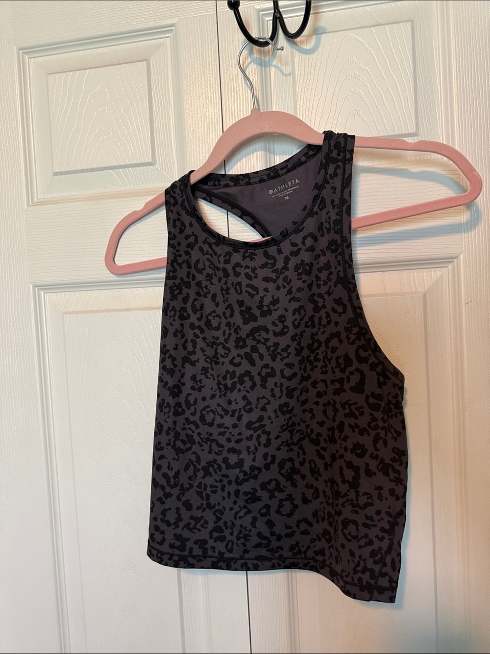 Athleta Charcoal Black Leopard-Print Racerback Tank